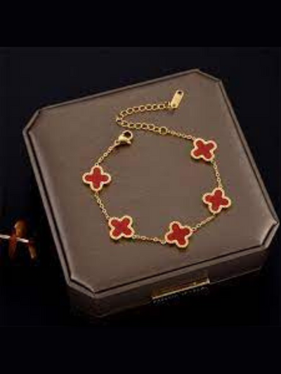 Luxurious Red Clover Bracelet