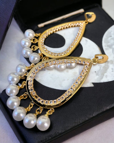 White Peral Almond Earrings
