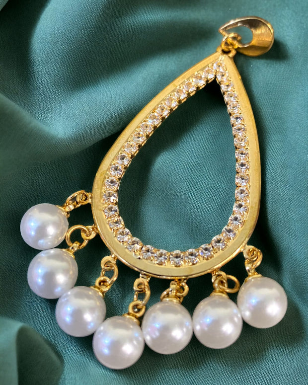 White Peral Almond Earrings