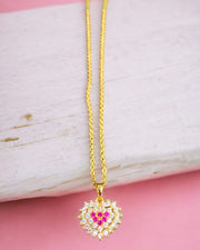 Pink Heart Zircon Necklace